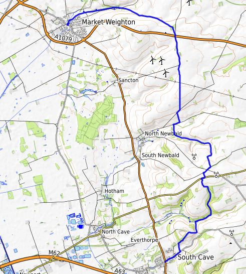 The route between South Cave and Market Weighton